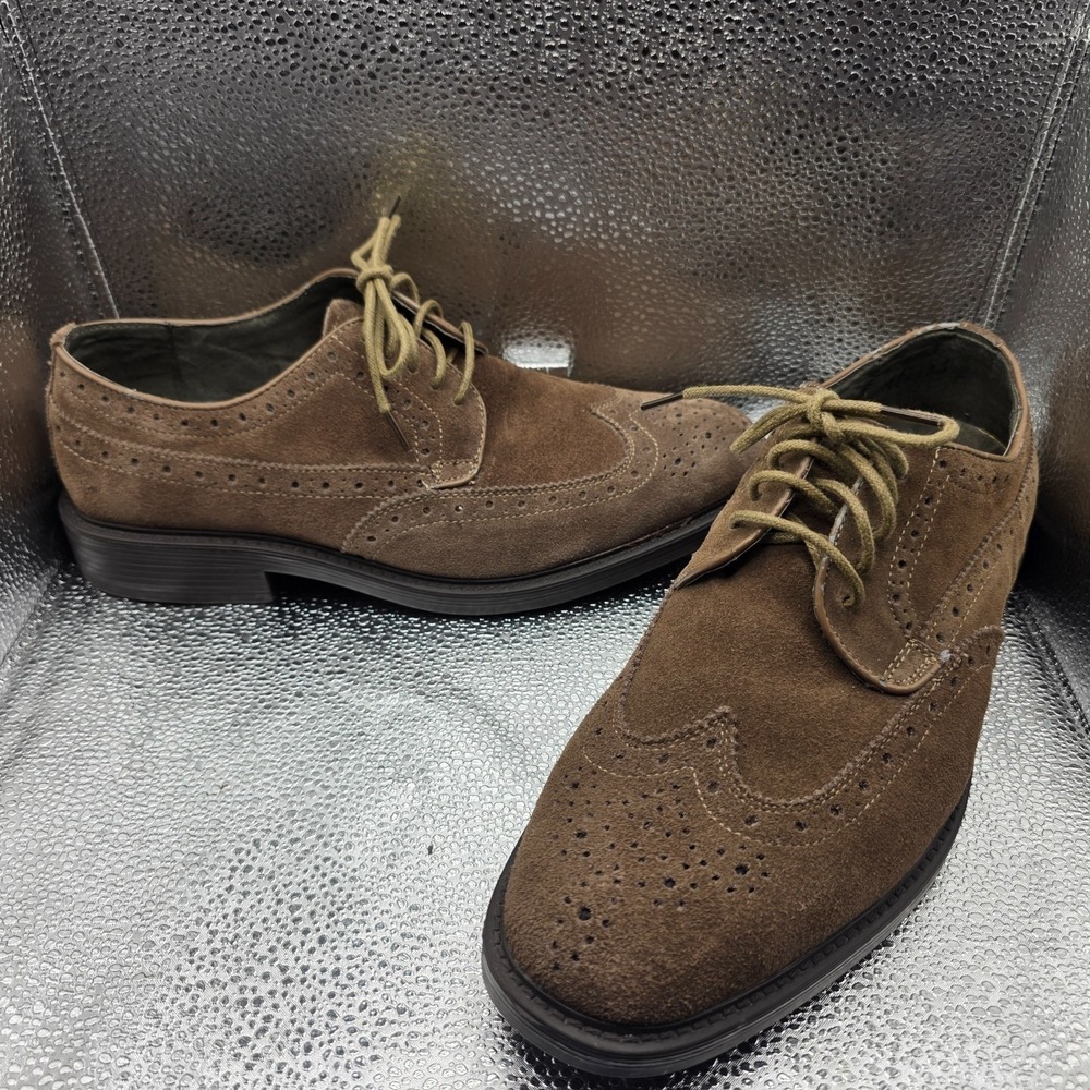JOSEPH ABBOUD Men's Wingtip Oxford Shoes Brown Suede Size 10.5D Lace-Up Dress‎